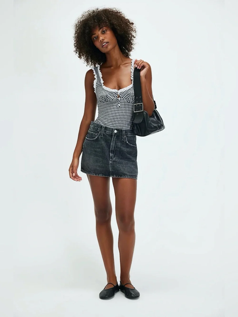 Free people Cassie Gingham Ruffle Bodysuit